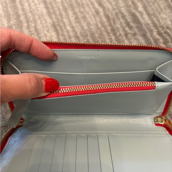 Clare V. | Zip Wallet, Natural with Neon Pink Stripe - Excellent Condition - Picture 4 of 6